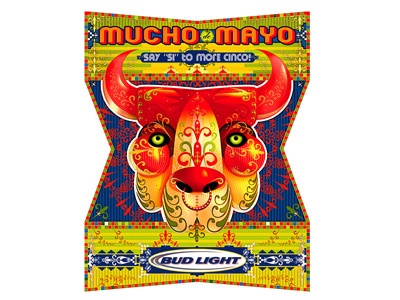 Packaging Budweiser Bull advertising bull cinco de mayo design graphic design holiday illustration photoshop point of purchase pop typography