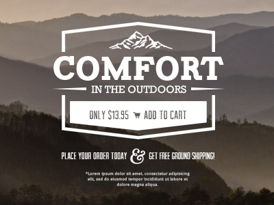Comfort in the Outdoors add to cart ampersand ecommerce mountains product rustic smokey hills vintage