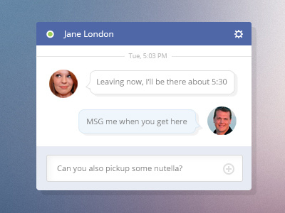 Nutella app chat facebook message third party window
