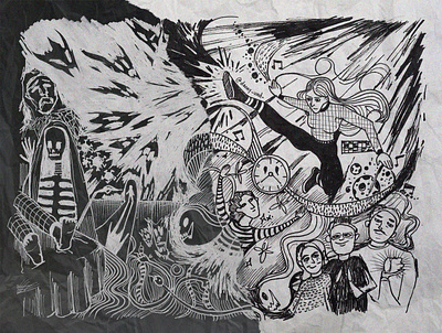 Serie de sketches varios: Pandemia blanco y negro graphic design illustration ilustración