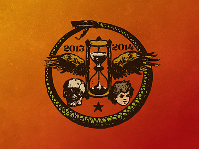 Happy New Year! graphic hourglass new year ouroboros wings