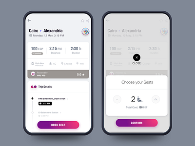 Book your seat android booking booking trip design product seats travel trip trip detail ui user experience ux