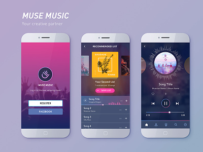 MUSE MUSIC - Music App dark gradient music music app player ui challenge ui design user flow