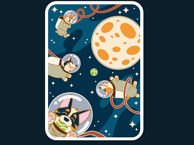 Lunartics astronauts branding cartoon corgi corgis design dogs graphic design illustration lunar moon outer space space stars