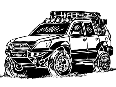 Sketchy GX470 adventure branding camping design graphic design illustration lexus outdoor overland roughing it vector vehicle