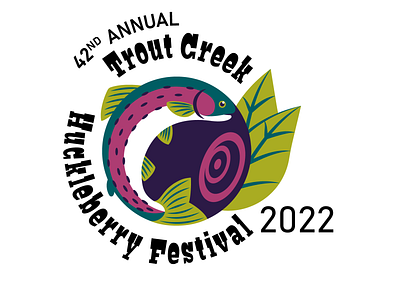 Huckleberry Festival Logo berry branding contest design festival fish graphic design huckleberry illustration montana nature rainbow trout season trout vector
