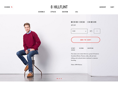 Hillflint Redesign - Product Detail Page apparel college e commerce fashion freelance personal redesign startup web design