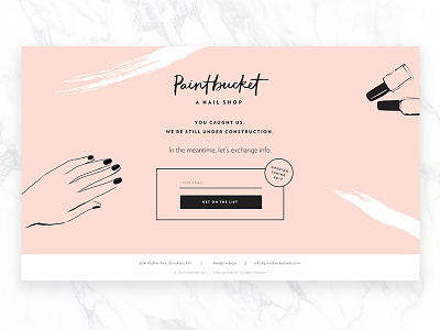Paintbucket NYC Teaser Page cosmetics freelance makeup nail salon shoppe theory web design