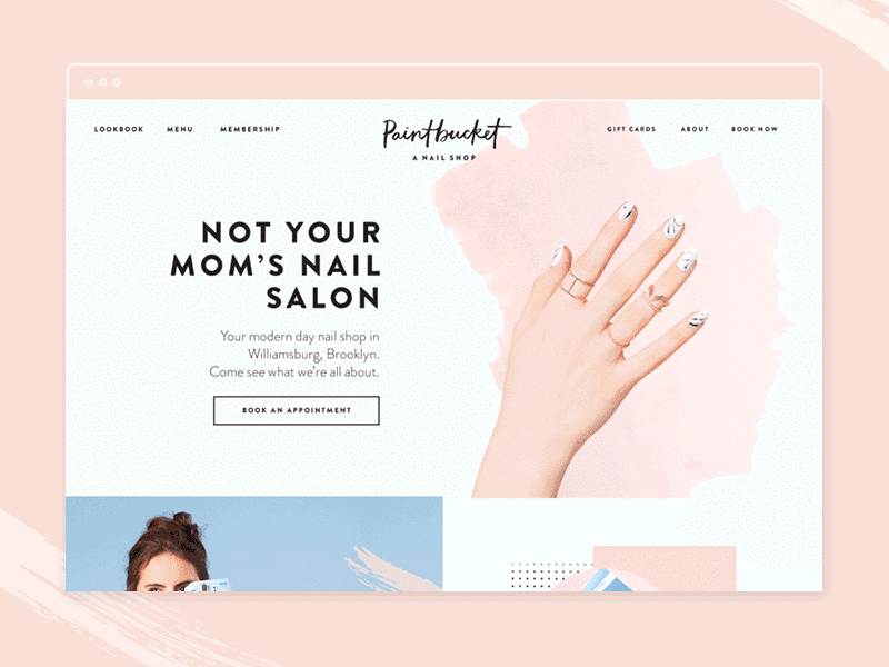 Nail Salon Homepage Concept brooklyn feminine nail salon paintbucket shoppe theory studio web design
