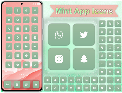 Mint App Icons aesthetic cute flower flowers forest garden green icon icons landscape logo logos minimal minimalist mint nature pastel pretty tree