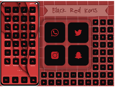 Black Red Icons black blood bold cute dark design goth icon icons illustration ios iphone logo logos pretty red ui
