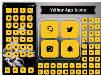 Yellow App Icons aesthetic black cute design flower icon icons illustration ios iphone logo logodesign logos minimal nature orange pretty summer ui yellow