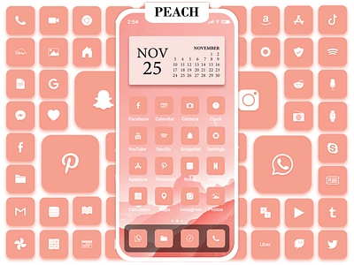 Peach App Icons aesthetic cute design icon icondesign icons illustration ios iphone logo logodesign logos minimal peach peachy ui