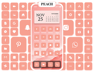 Peach App Icons aesthetic cute design icon icondesign icons illustration ios iphone logo logodesign logos minimal peach peachy ui
