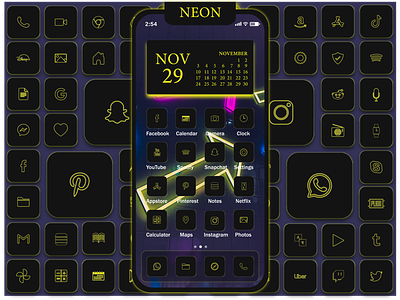 Yellow Neon App Icons