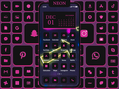 Pink Neon App Icons aesthetic cute cyberpunk fluorescent glow icon icondesign icons ios iphone logo logodesign logos minimal neon neonart neonlights neonvibes retro ui