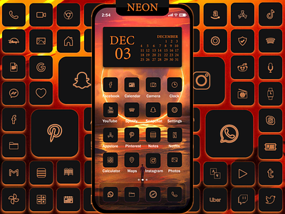 Orange Neon App Icons