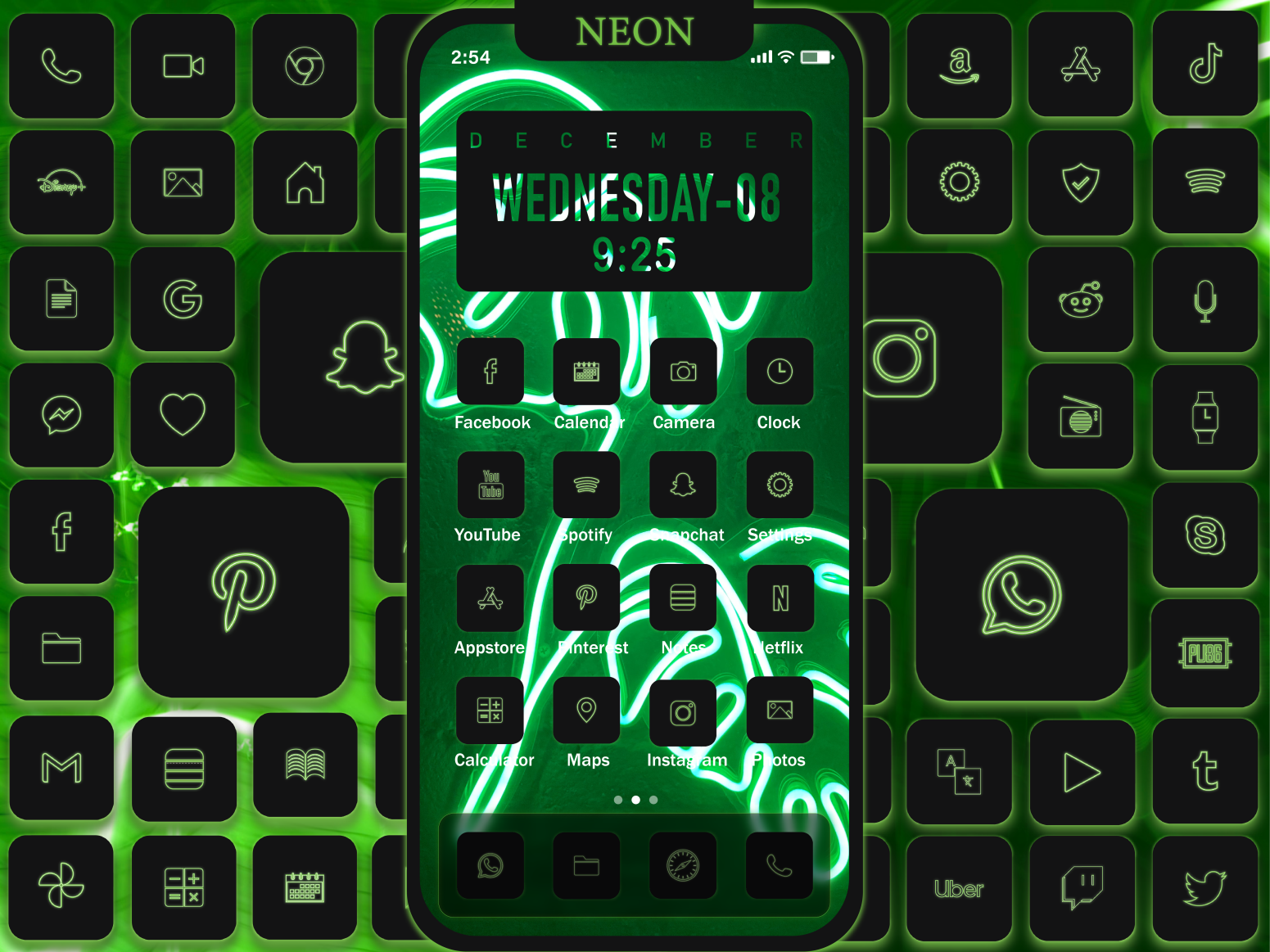 Neon Green App Icons FREE - Aesthetic Green App Icons iOS & Android