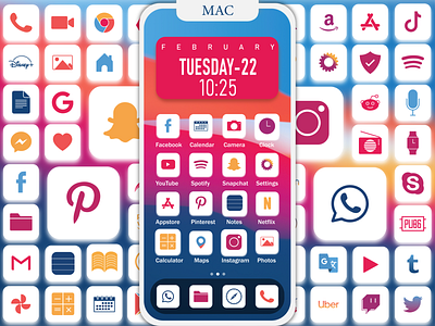 Mac Wallpaper Based Icons apple cute design gradient icon icondesign icons illustration ios iphone logo logodesign logos mac pink pretty purple ui