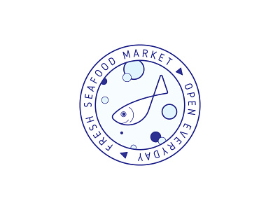 Seafood market logo branding bubbles circle design emblem fish identity logo logotype restaraunt round seafood vector water