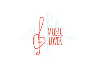 Music love logotype branding design heart identity logo logotype love lover music musical note trademark vector