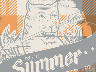 PRF Summer BBQ Poster v2 banner bbq beer cat gigposter screenprinting