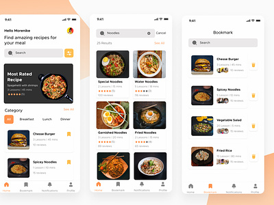 Food Recipe App app design product design ui ui designs uiux ux visual design