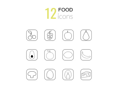 12 food icons adobe illustrator app design food graphic design icon icons illustration ui