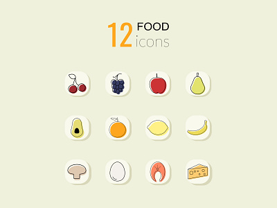 12 food color icons adobe illustrator app design food graphic design icon icons illustration ui