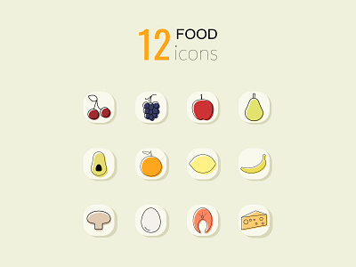 12 food color icons