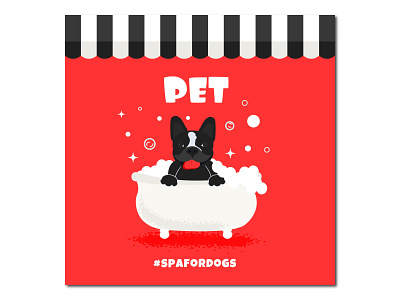 Illustration for grooming salon for dogs! adobe illustrator animal bulldog character design dog french bulldog graphic design grooming illustration logo red