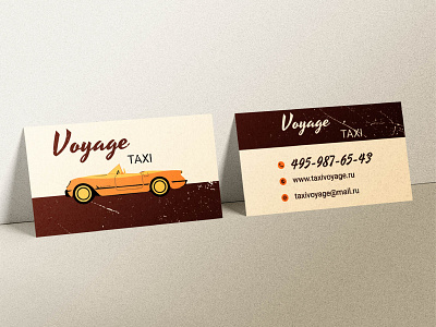 Business card for taxi in retro style. Mockup/