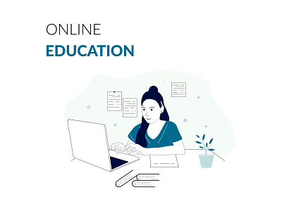 Online education, illustration for landing page number 1
