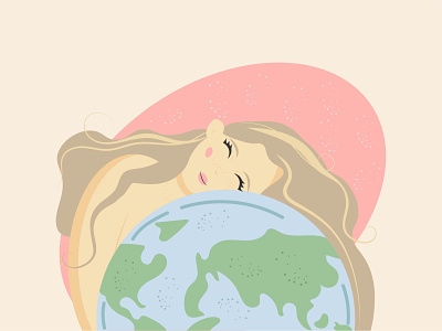 Planet Earth adobe illustrator design earth girl graphic design illustration peace planet vector world