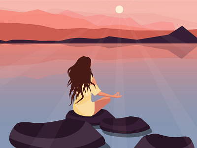 Meditation at sunset adobe illustrator design graphic design illustration pose vector zen