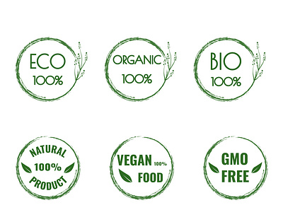 A set of stickers for organic products. Option 1. adobe illustrator design graphic design illustration logo natural product vector