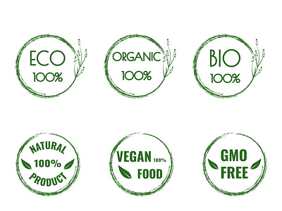 A set of stickers for organic products. Option 1.