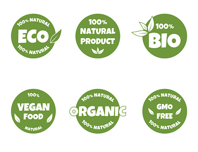 A set of stickers for organic products. Option 2. adobe illustrator design graphic design illustration logo vector натуральный продукт