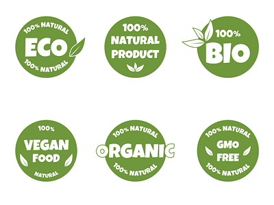 A set of stickers for organic products. Option 2.