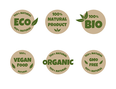 A set of stickers for organic products. Option 3. adobe illustrator design graphic design illustration logo natural product vector