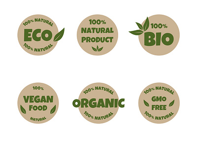 A set of stickers for organic products. Option 3.