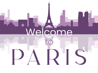 Welcome to Paris. Welcome banner. The silhouette of Paris.