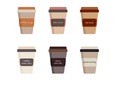 A set of paper cups with inscriptions for hot drinks. adobe illustrator coffee shop design graphic design illustration vector