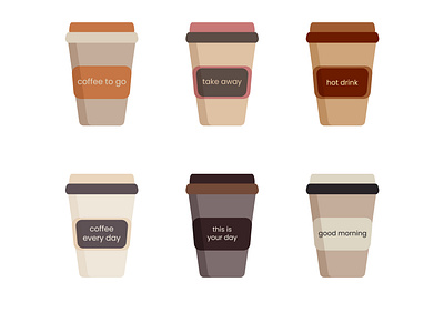 A set of paper cups with inscriptions for hot drinks.