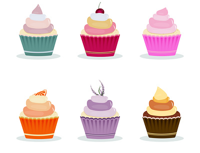 A set of delicious cupcakes! adobe illustrator design flower graphic design illustration vector
