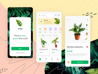Tandur Plant ecommerce android app clean ecommerce fresh garden green greenery minimal mobile plant shop ui ux