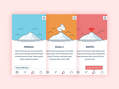 Volcano Status App app apps clean flat illustration mobile mountain ui volcano