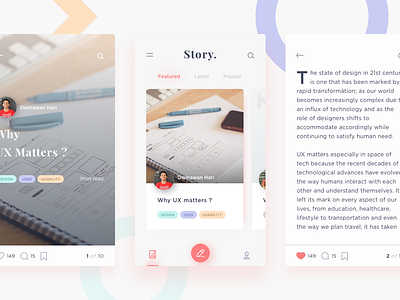 Cerita Story Blog App - light app blog clean ebook ios minimal mobile news story ui