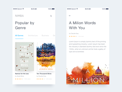 Nimba Book Store Exploration app book clean ios library minimal store ui