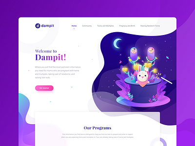 Dampit Hero Landingpage baby hero home illustration landing night space twin ui website